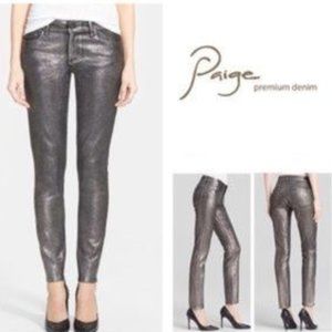 Paige Silver Coated Verdugo Metallic Skinny Jean